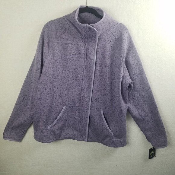 CHAMPION Woman's XL Purple heather Jacket Sweater Knit Zip Pockets Outdoors nwt - Picture 2 of 16